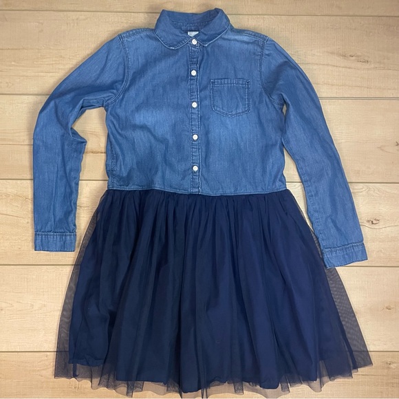 OshKosh Girls Blue Denim Shirt Dress - Picture 1 of 9
